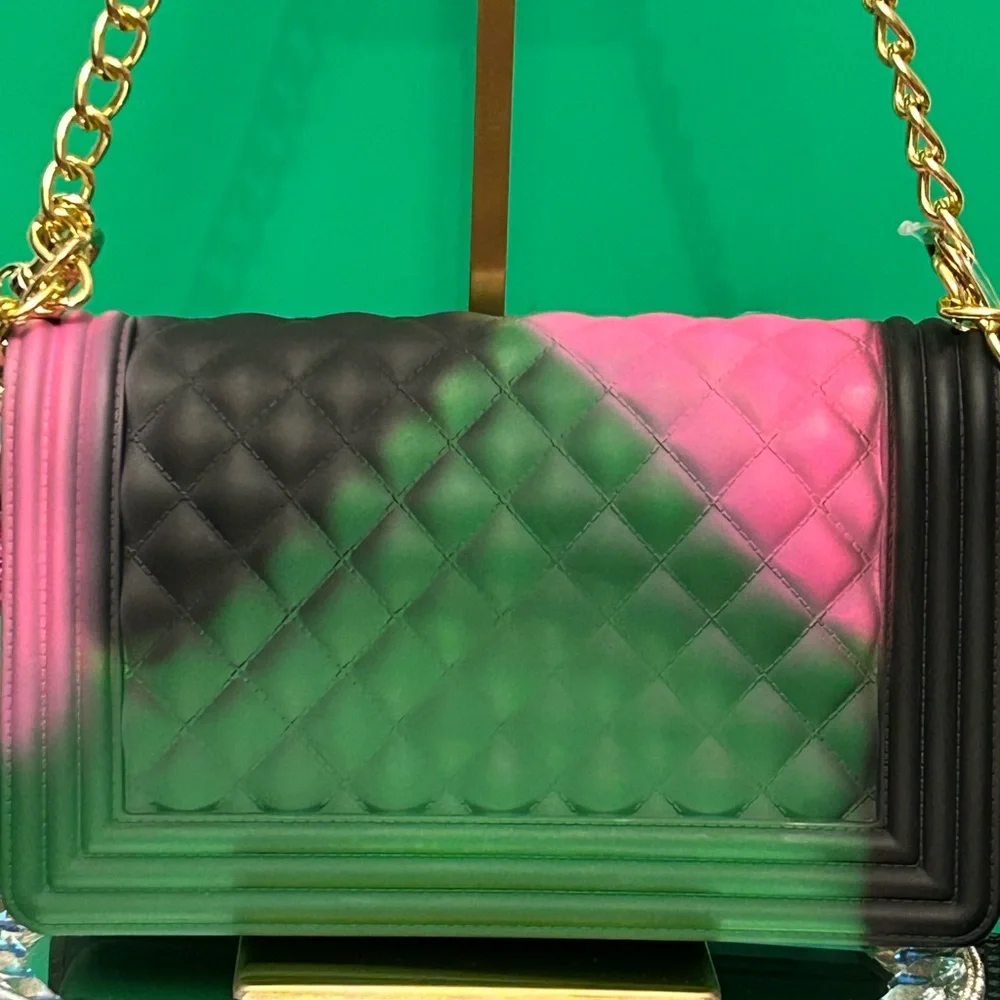 3 am USA Mix Tone Jelly Textured Crossbody Bag Approx. w/Charm 10 x 7 x 3.5 - Picture 3 of 17